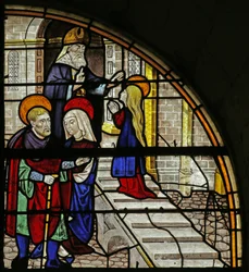 Janela retratando a história da Virgem Maria: apresentação no templo, século XVI-XX (principalmente moderno)